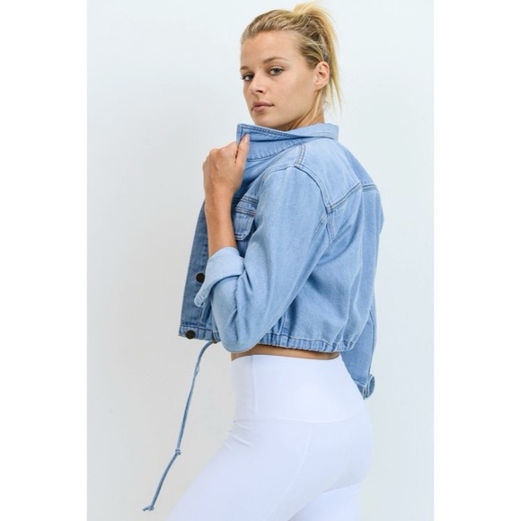 Drawstring crop Denim Jacket - Picture 2 of 4